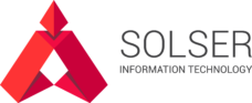 Logotipo horizontal de SolSer Information Technology en rojo y gris, consultoría en TI y desarrollo de software en Querétaro.