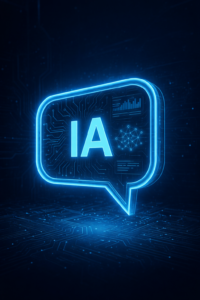 Chatbot con inteligencia artificial representado en interfaz digital para automatización de atención al cliente y soluciones empresariales