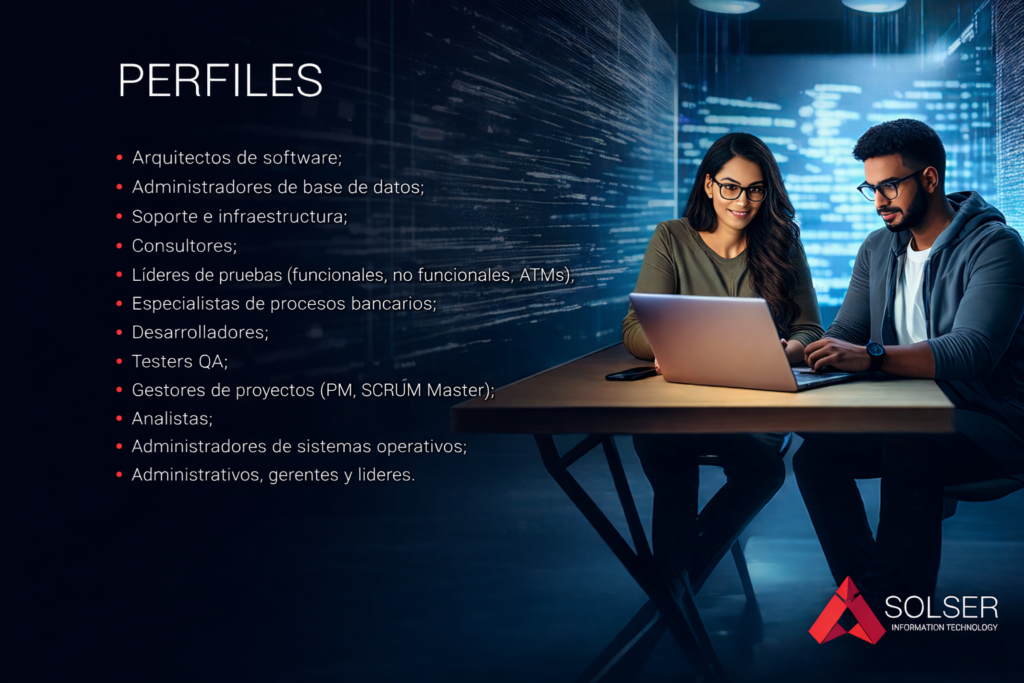 Servicios de staffing TI SolSer con perfiles especializados en desarrollo, bases de datos, QA y gestión de proyectos